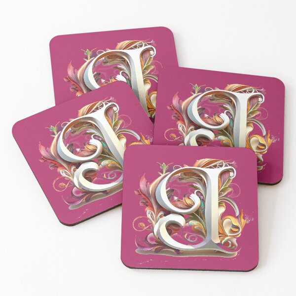 Item preview, Art Font Letter I: Art Nouveau Style, Unique and Colorful, Red Background designed and sold by factory88.