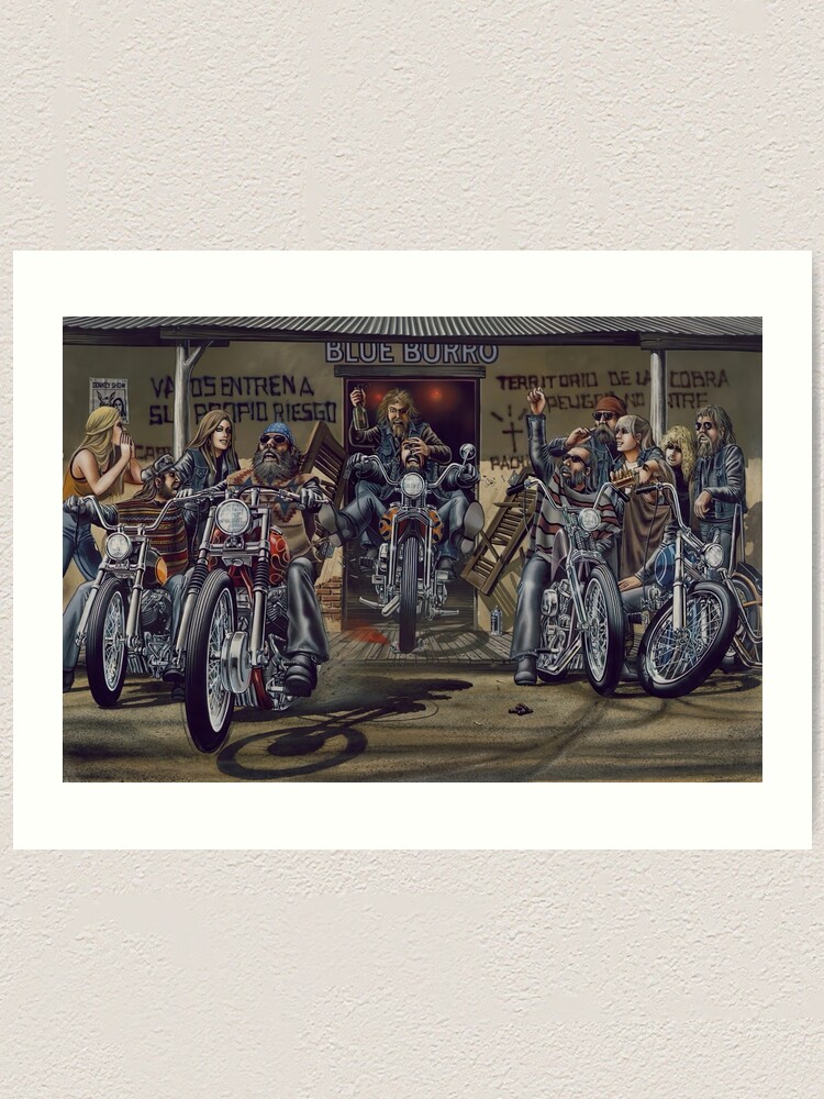 "Biker Art Blue Burro by David Mann" Art Print for Sale by TheLongDog