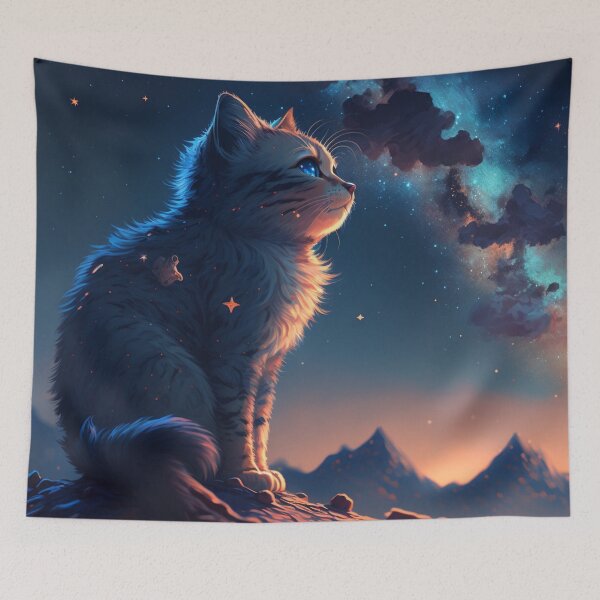 Item preview, Stray Kitten Stargazing under a Space Filled Sky #2 designed and sold by Galviato.