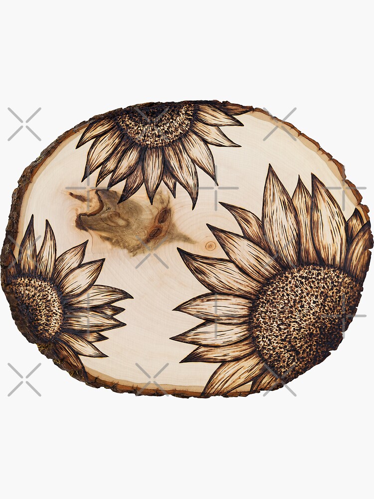 Wood Burned Sunflower Coasters