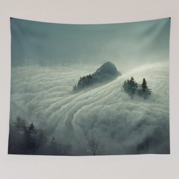 Item preview, Tree Covered Mountain Covered by Dense Fog #1 designed and sold by Galviato.