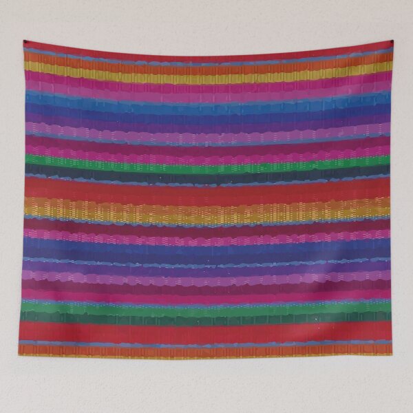 Item preview, Mexican rebozo jerga colorful stripes poncho fabric serape designed and sold by T-Mex.