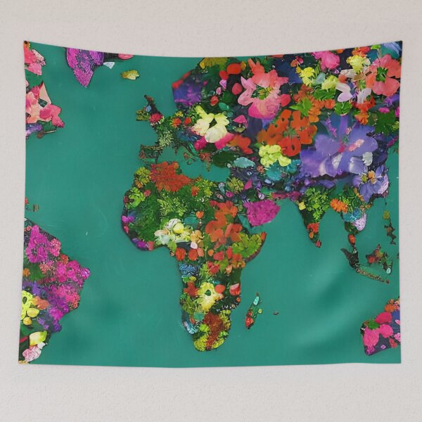 Item preview, Floral World Map designed and sold by gramizzia.