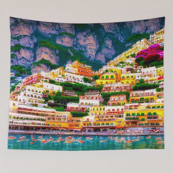 Item preview, Positano Italy Digital Art designed and sold by ArtsyWishesShop.