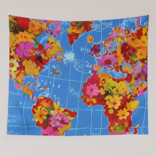 Item preview, Floral World Map designed and sold by gramizzia.