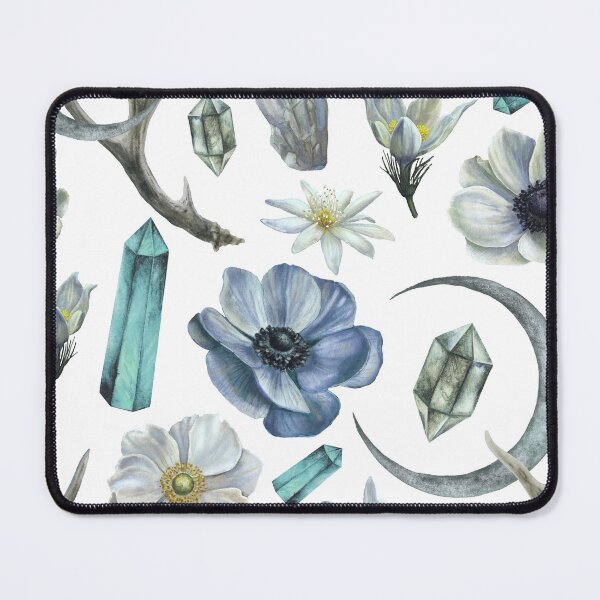 Item preview, Imbolc Inspired Pattern, Crystals, Horn, Winter Flowers, Pagan designed and sold by Alaska Magick.