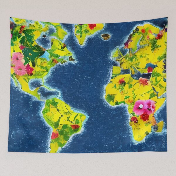 Item preview, Floral World Map designed and sold by gramizzia.