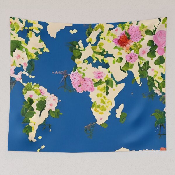 Item preview, Floral World Map designed and sold by gramizzia.