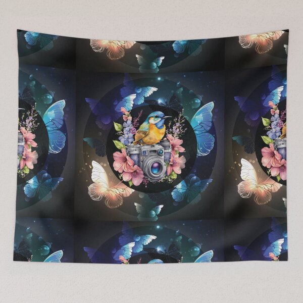 Item preview, Capture Camera The Wonderfull Moment New Year,watercolor flowers Camera and bird and butterfly designed and sold by fatydesignspace.