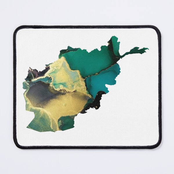 Item preview, Afghanistan Map Shades of Green & Gold Watercolour  designed and sold by ARTZUROUK.