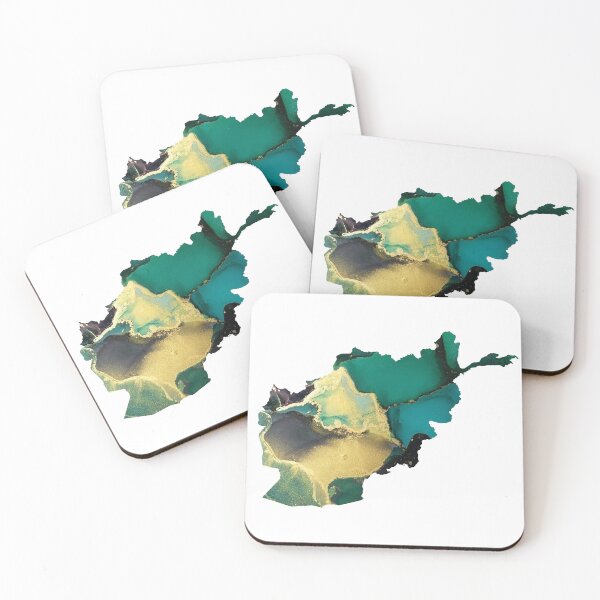 Item preview, Afghanistan Map Shades of Green & Gold Watercolour  designed and sold by ARTZUROUK.