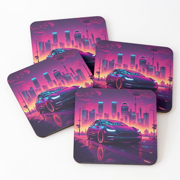Item preview, Electric Car in a Neon Landscape designed and sold by LukeAiWalker.