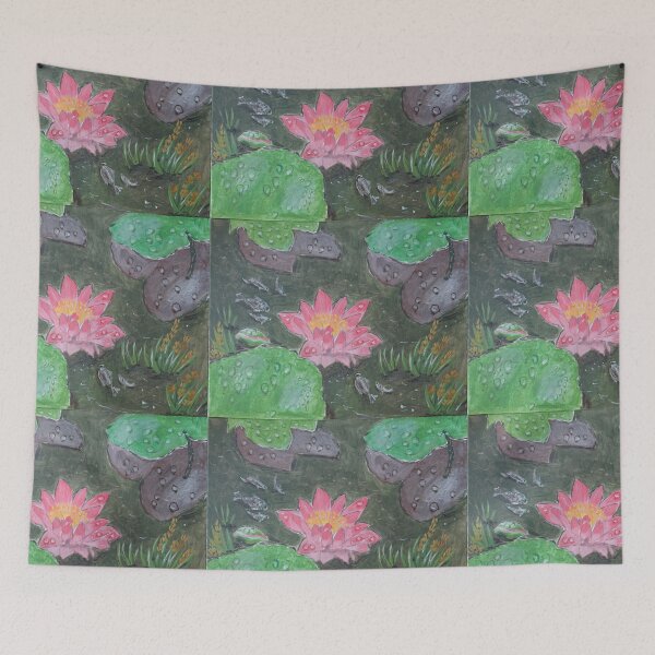 Item preview, Acrylic painting, beautiful pink waterlily flower designed and sold by naturematters.