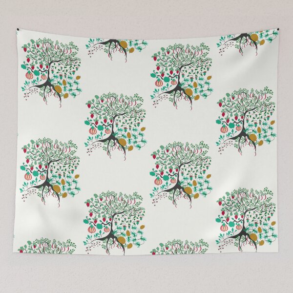 Item preview, Fairy floral pattern garden with plants, tree and flowers designed and sold by fuzzyfox.