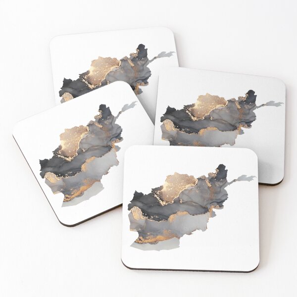 Item preview, Afghanistan Map Shades of Black & Gold Watercolour  designed and sold by ARTZUROUK.