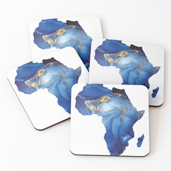 Artikelvorschau, Afrika-Karten-Schattierungen des Blau-u. Goldaquarells entworfen und verkauft von ARTZUROUK.