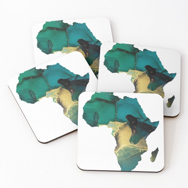Artikelvorschau, Afrika-Karte Schattierungen von Smaragdgrün und Gold Aquarell entworfen und verkauft von ARTZUROUK.