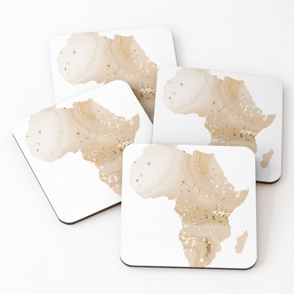 Artikelvorschau, Afrika-Karte Schattierungen von Beige & Gold Aquarell entworfen und verkauft von ARTZUROUK.