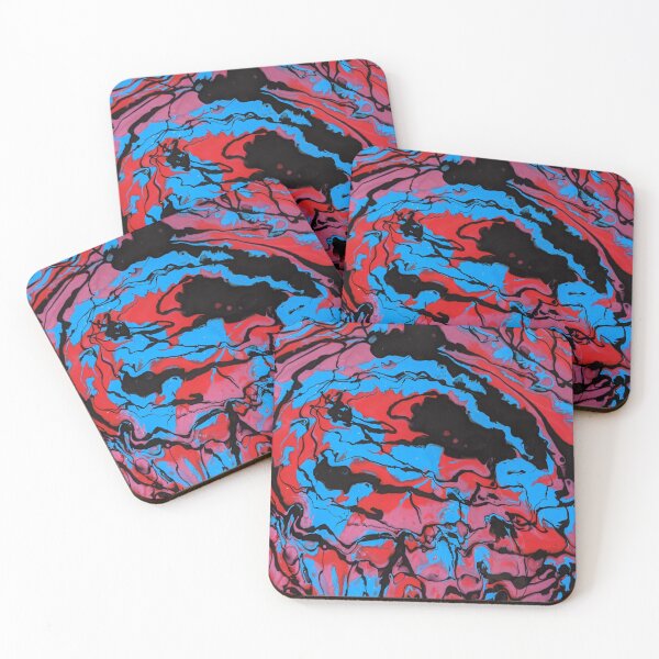 Item preview, Red Blue and Black Abstract Painting designed and sold by PurpleFlameArt.