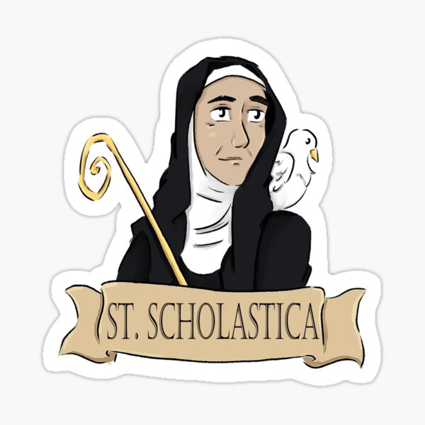 Saint Scholastica Card Art Print Instant Download DIY 