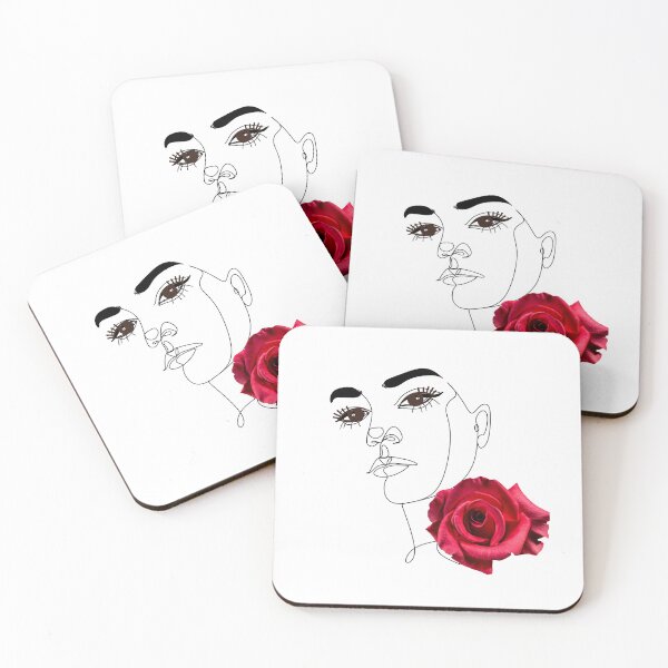 Item preview, Red Spring Rose With A Striking Abstract Female Face and Big Brown Eyes designed and sold by Flowerartlovers.