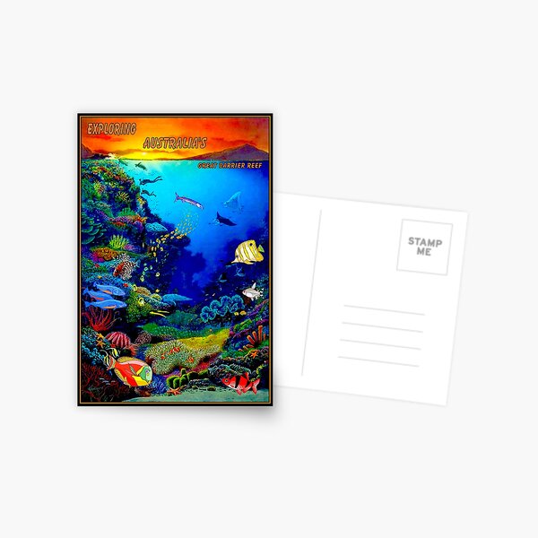 "QUEENSLAND AUSTRALIA" Great Barrier Reef Travel Print Postcard