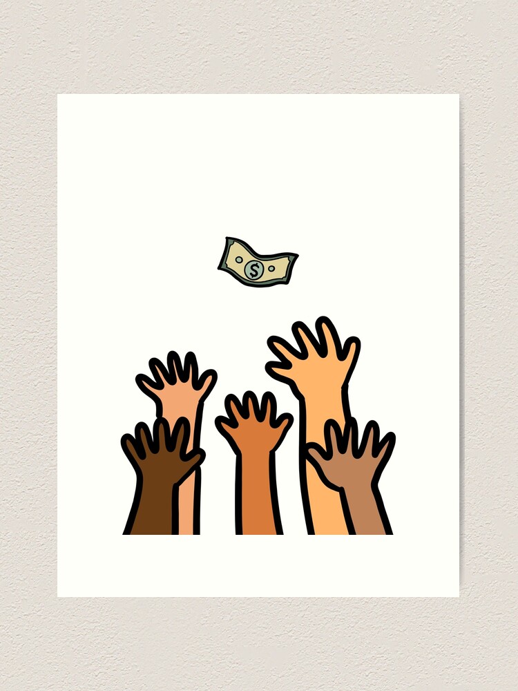 Hand out reaching dollar money. Wealth, success motivation concept 