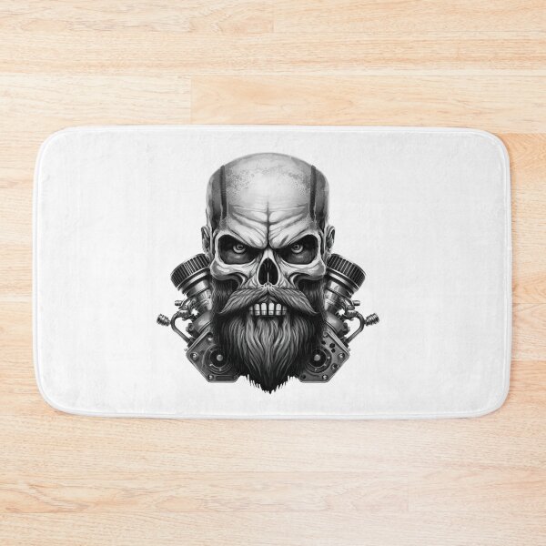 Item preview, SKULL BEARD DARK MECHANIC PISTON CAR MOTORCYCLE BLACK designed and sold by ogirdorgraphics.
