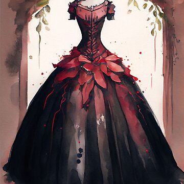 Robe de mariée gothique rouge et noir sale