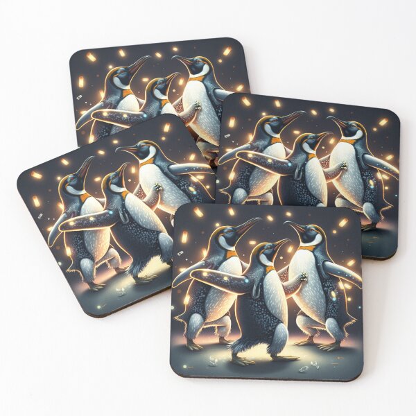 Item preview, Happy little trio of sparkling penguins dancing in the night. designed and sold by liana campbell.