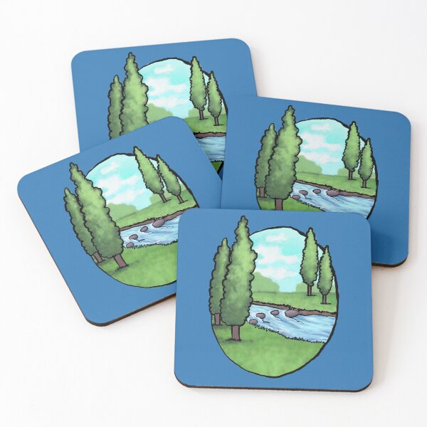 Item preview, Landscape river rocks trees painting designed and sold by LostlightDesign.