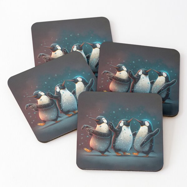 Item preview, Happy little trio of sparkling penguins dancing in joy. designed and sold by liana campbell.
