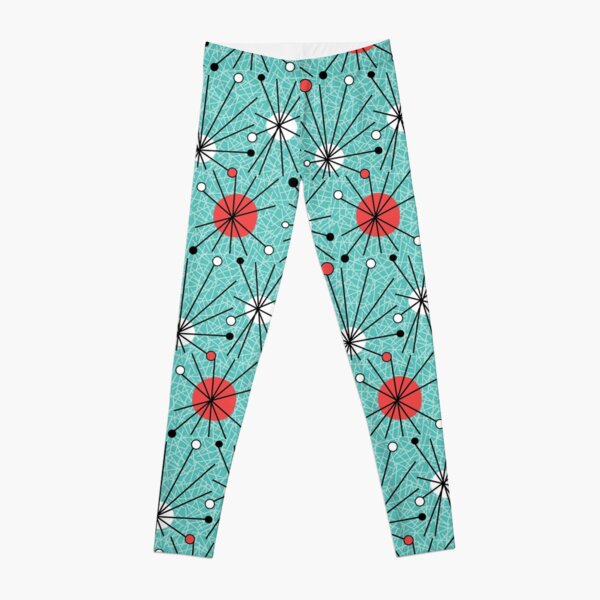 Mid Century Aqua Orange Leggings