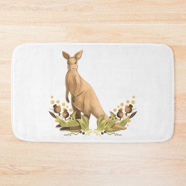 Item preview, Kangaroo with Wattle flowers and Gum Nuts designed and sold by jasmineberry.