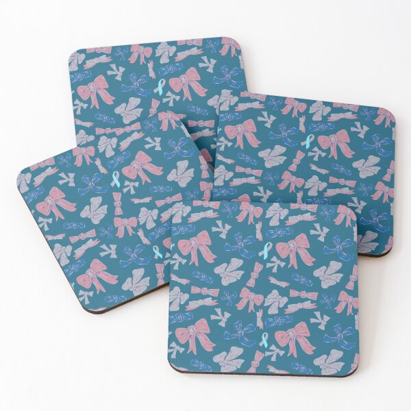 Item preview, Blue and pink bows on blue designed and sold by katerosestudios.