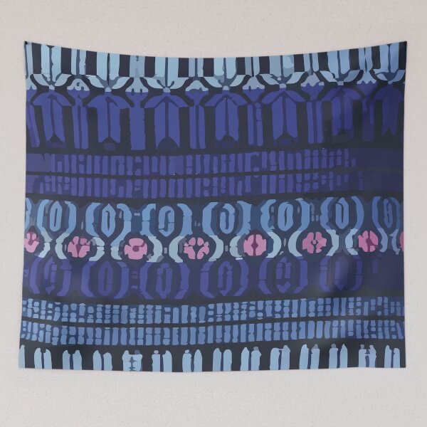 Item preview, Deep blue mayan fabric aztec motive rebozo designed and sold by T-Mex.