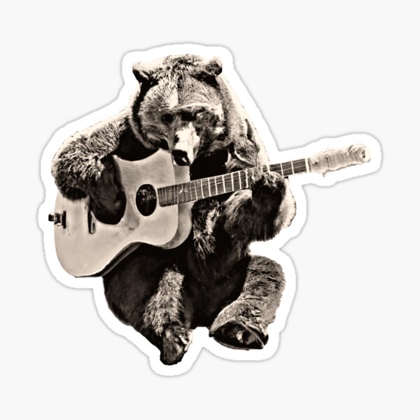 ScatterbrainTees Bear T-Shirt Gift - Bear Playing Guitar Shirt - Men's Bear Shirt - Men's Graphic Tee Bear Guitar Bear Gifts Music Gift