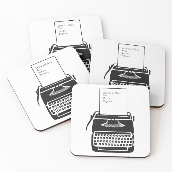 Item preview, Drink Coffee Eat Write Repeat - Typewriter Quote designed and sold by HeatherMoonArt.