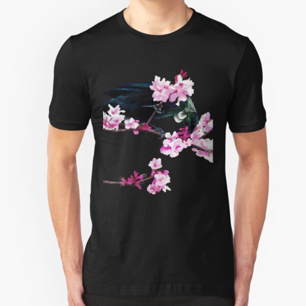 Tui Feeding on Cherry Blossoms Slim Fit T-Shirt