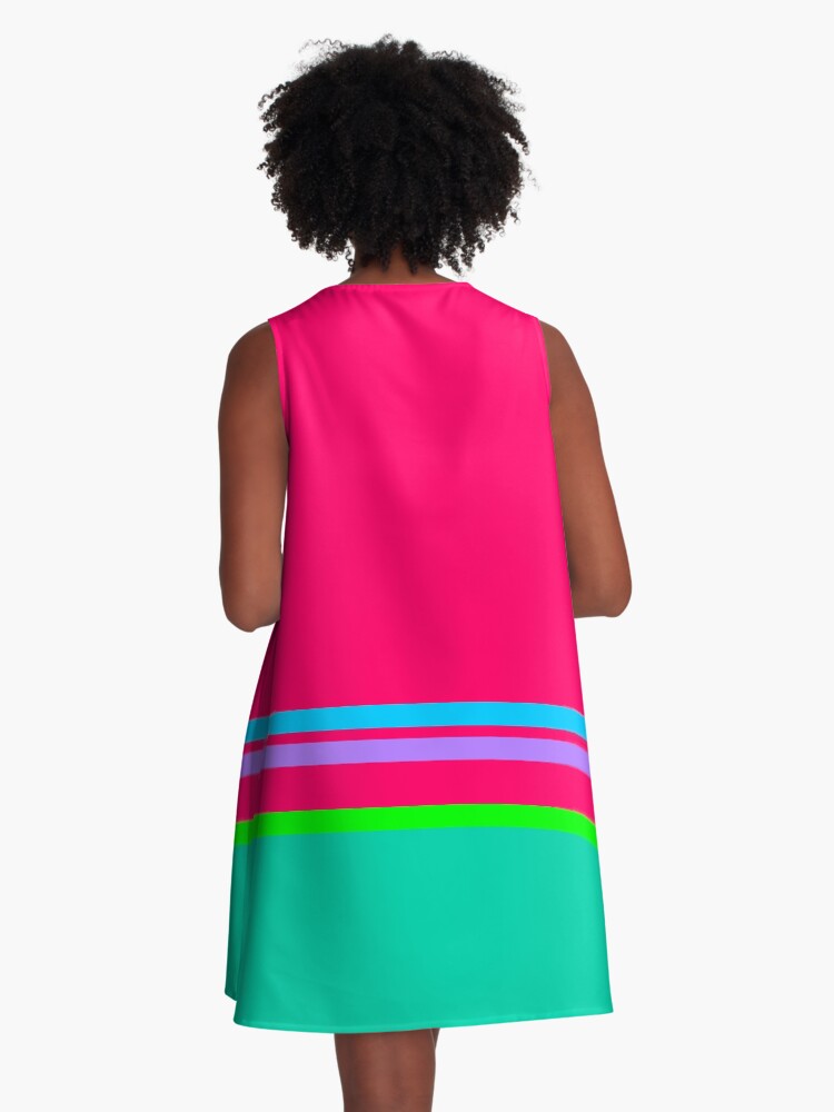 Thumbnail 3 of 4, A-Line Dress, pink and turquesa designed and sold by hamtz.