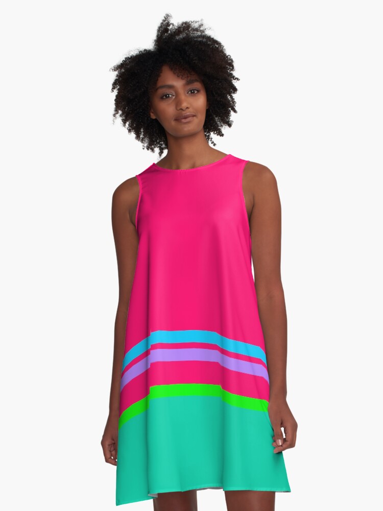 Thumbnail 1 of 4, A-Line Dress, pink and turquesa designed and sold by hamtz.