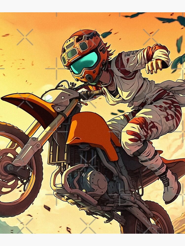 Dirt bike stunt anime style fall