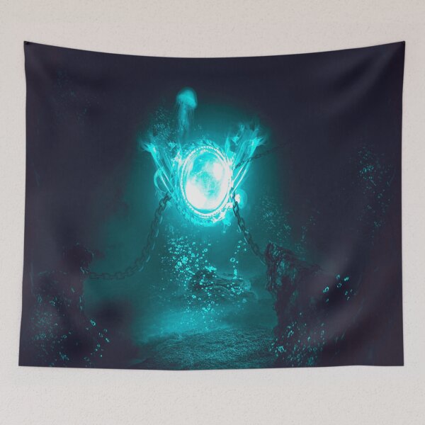 Aperçu de l'œuvre Underwater Cyan Teal Turquoise Glowing Pearl Photo manipulation Art surréaliste créée et vendue par MAEffects.