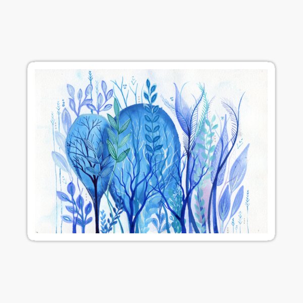 Item preview, Sea Garden 5 - Intuitive abstract watercolour painting in blue by Kirsten Bailey designed and sold by klbailey.