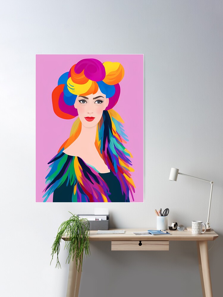 Celebrating Women. Beautiful woman wearing colorful feathers outfit  symbolizes women empowerment. Poster for Sale by AISHOPPE