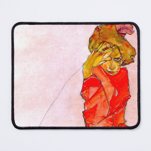 Item preview, Kneeling Female in Orange-Red Dress - Egon Schiele designed and sold by SimpleJoyStyle.