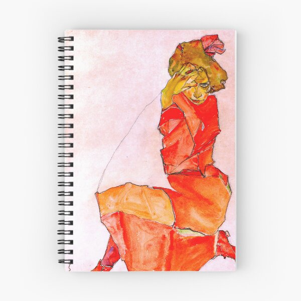 Item preview, Kneeling Female in Orange-Red Dress - Egon Schiele designed and sold by SimpleJoyStyle.