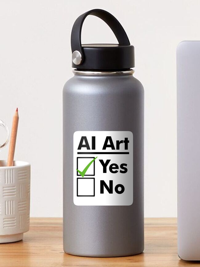 Thumbnail 1 of 3, Sticker, Say YES Rather Than NO to AI Generated Art Images designed and sold by etourist.