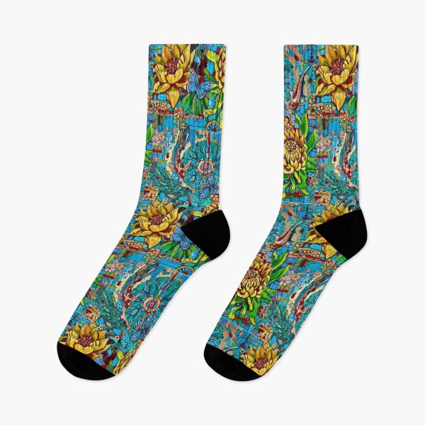 Item preview, Abstract floral koi Blue mandal ART handpainted Yin Yang Flowers  designed and sold by BIEZAART.