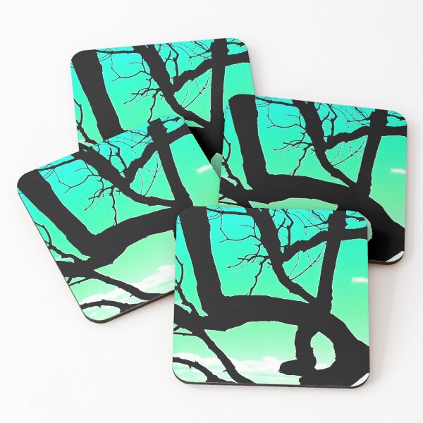 Item preview, Silhouette Tree Branches and Pretty Sky 3 of 8 - Cyan and Turquoise designed and sold by Beachy.